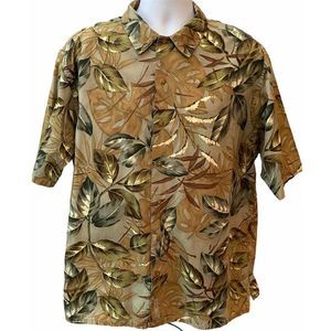 Nautica Mens Vtg 90s Hawaiian ‘Overseas Cargo’ Button Up Camo Camp Shirt Large